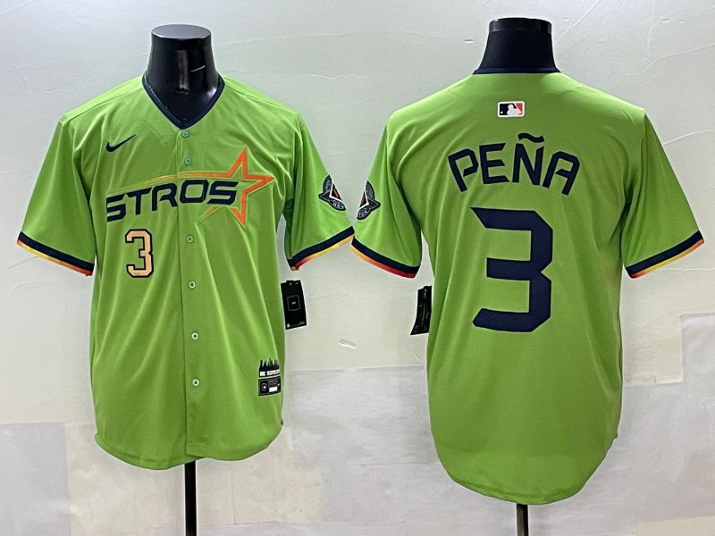 Men Houston Astros #3 Pena Green three generations Joint Name 2025 Nike MLB Jersey style 3
